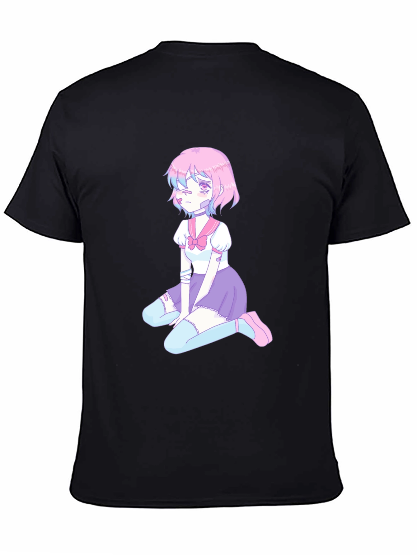 Anime Girl Graphic Tee - Black