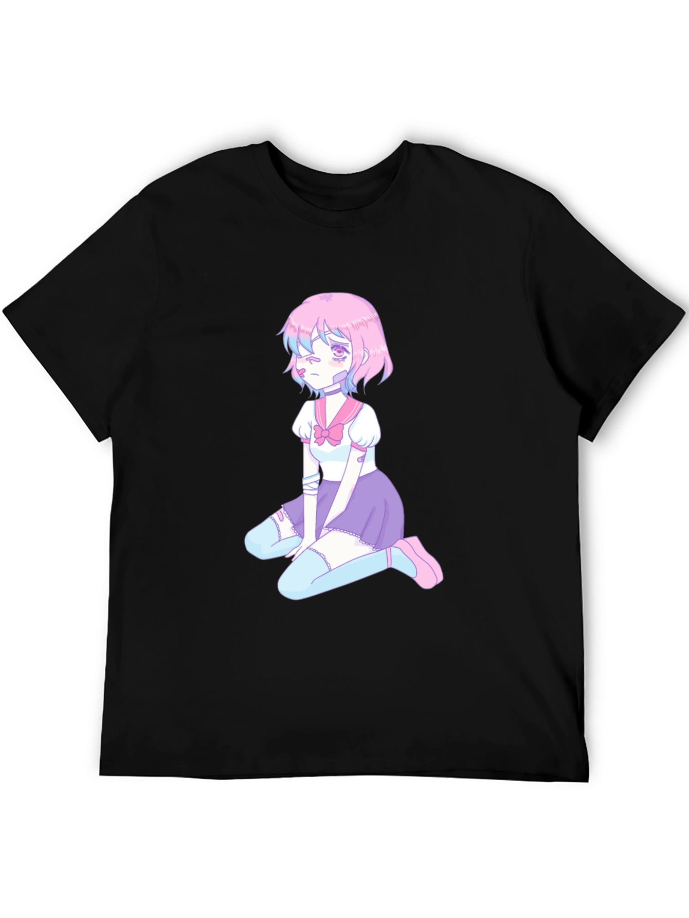 Anime Girl Graphic Tee - Black