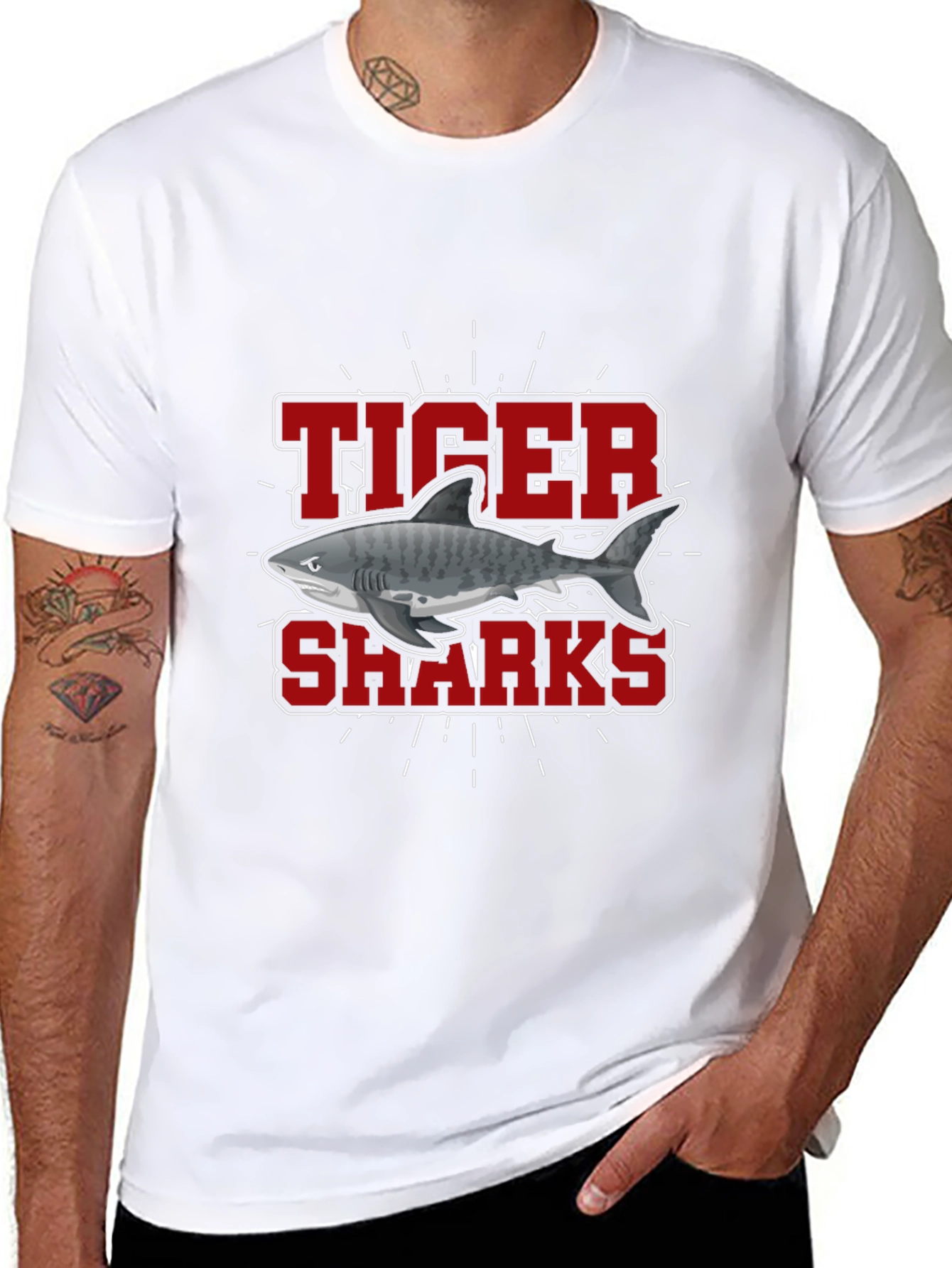 Tiger Sharks Graphic Tee - Black Cotton T-Shirt