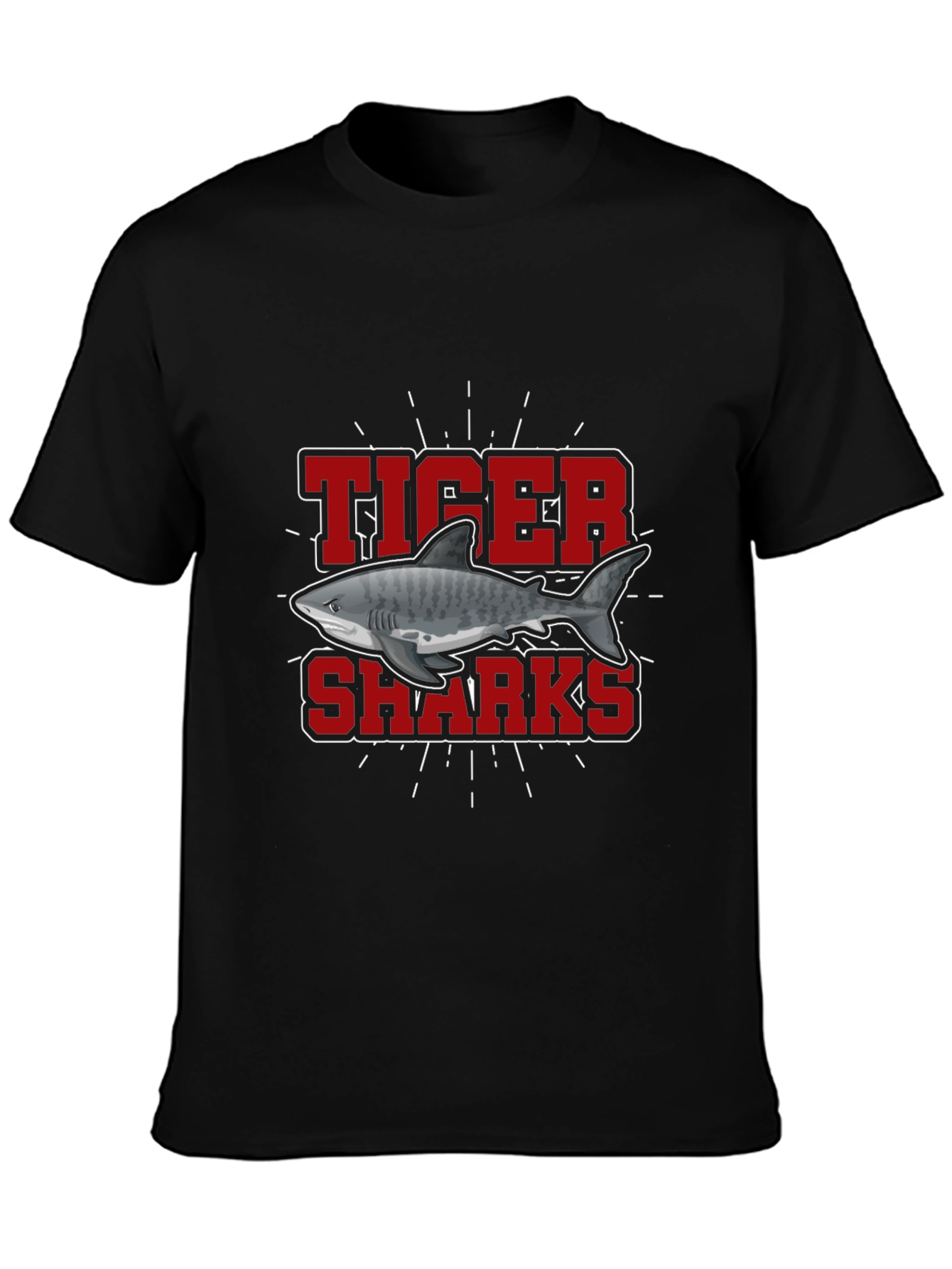 Tiger Sharks Graphic Tee - Black Cotton T-Shirt