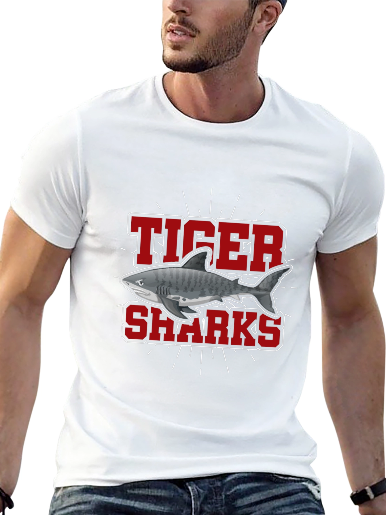 Tiger Sharks Graphic Tee - Black Cotton T-Shirt
