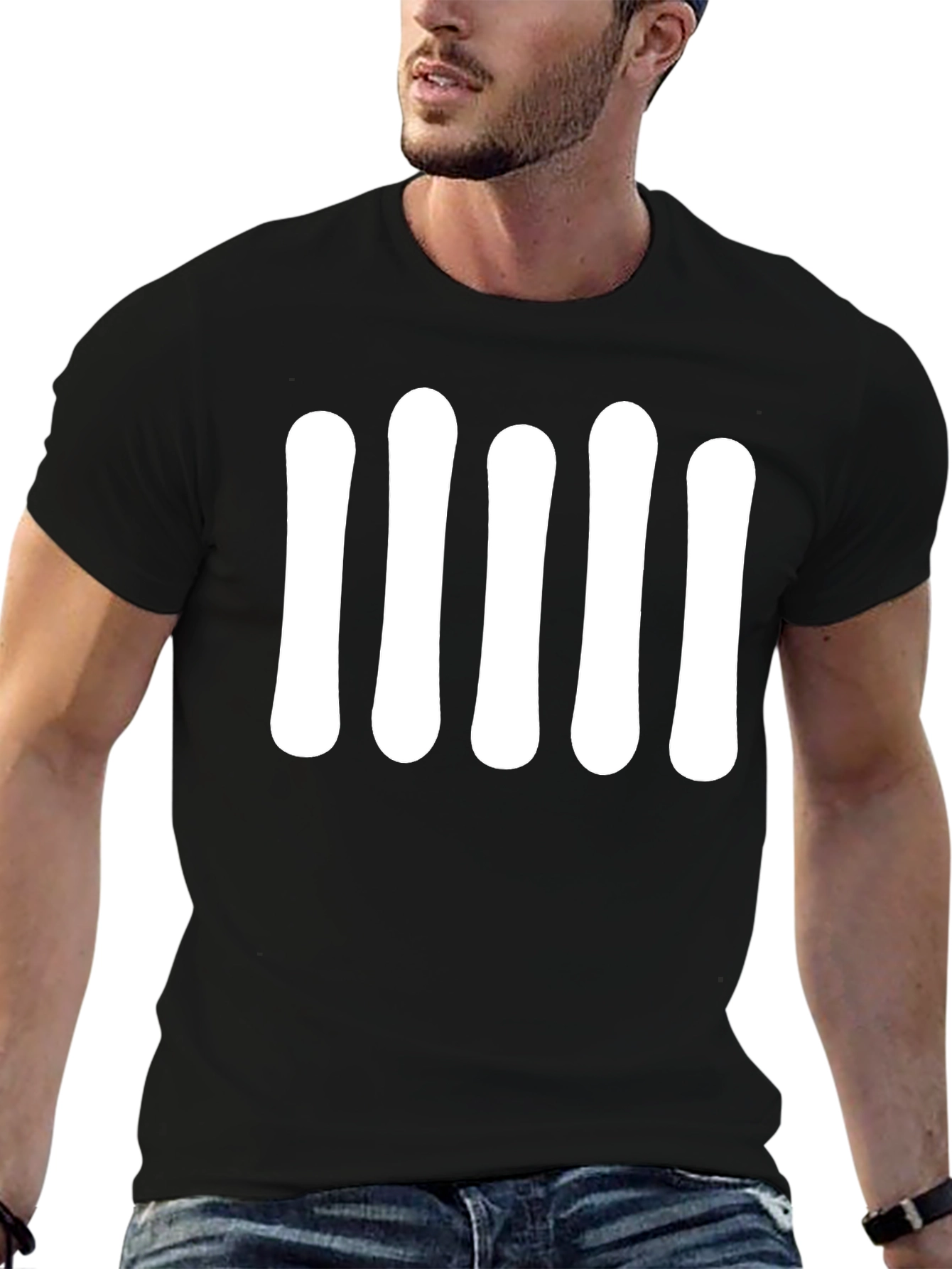 Black T-Shirt with Bold White Graphic