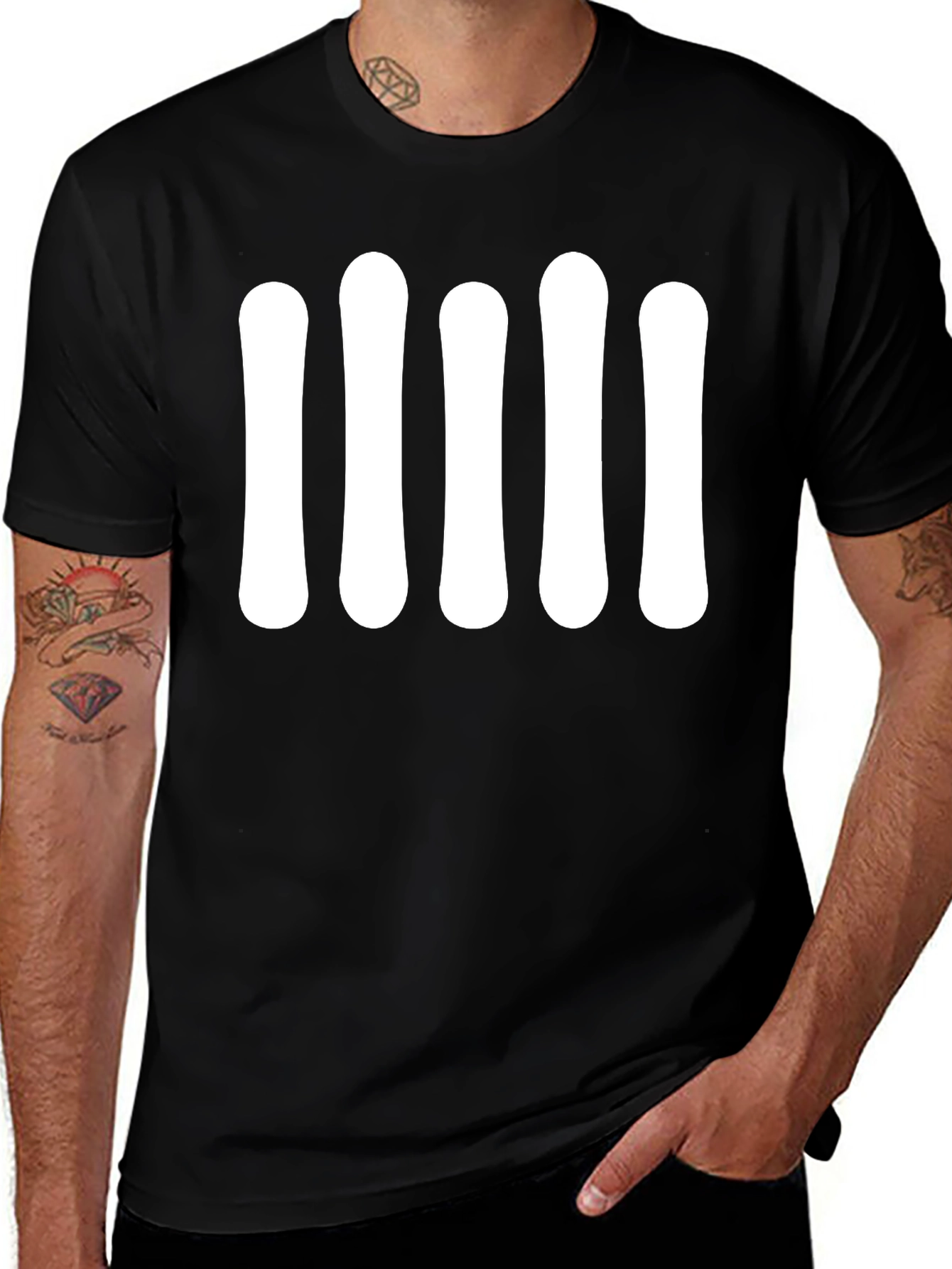 Black T-Shirt with Bold White Graphic