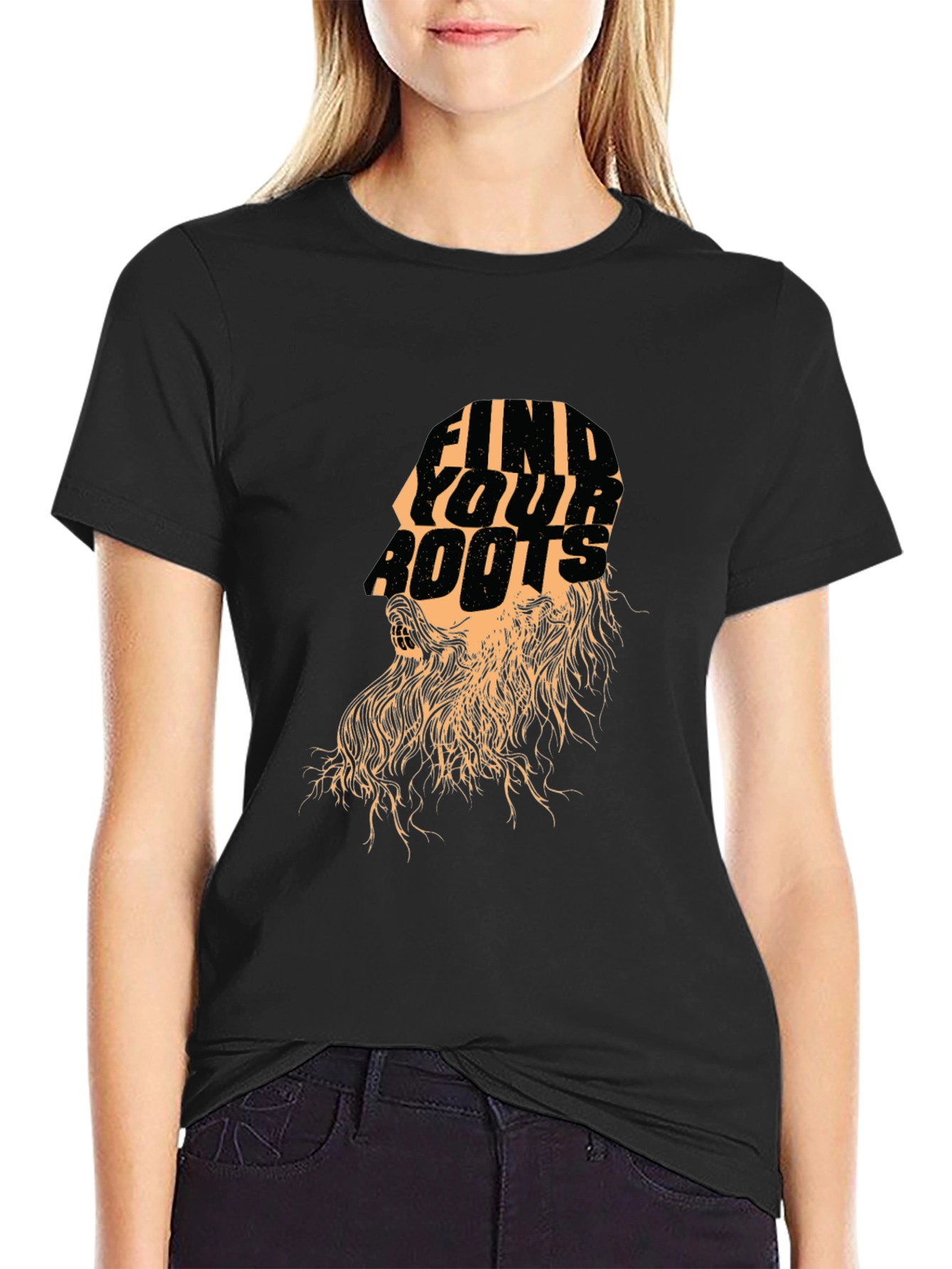 Find Your Roots Graphic Black T-Shirt