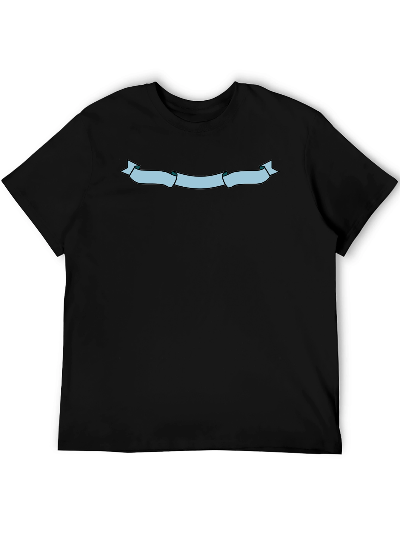 Mens Black T-Shirt with Light Blue Ribbon Graphic
