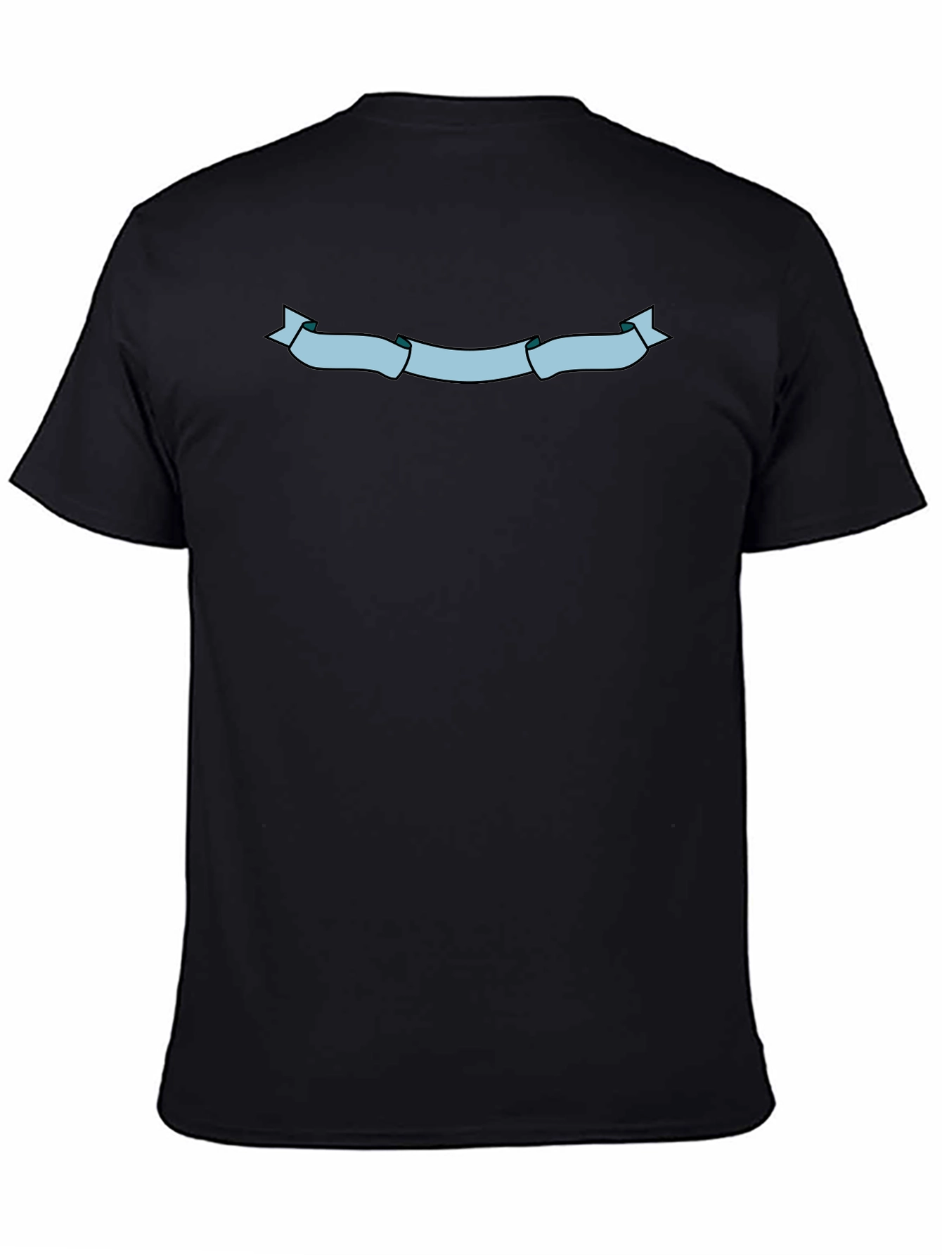 Mens Black T-Shirt with Light Blue Ribbon Graphic