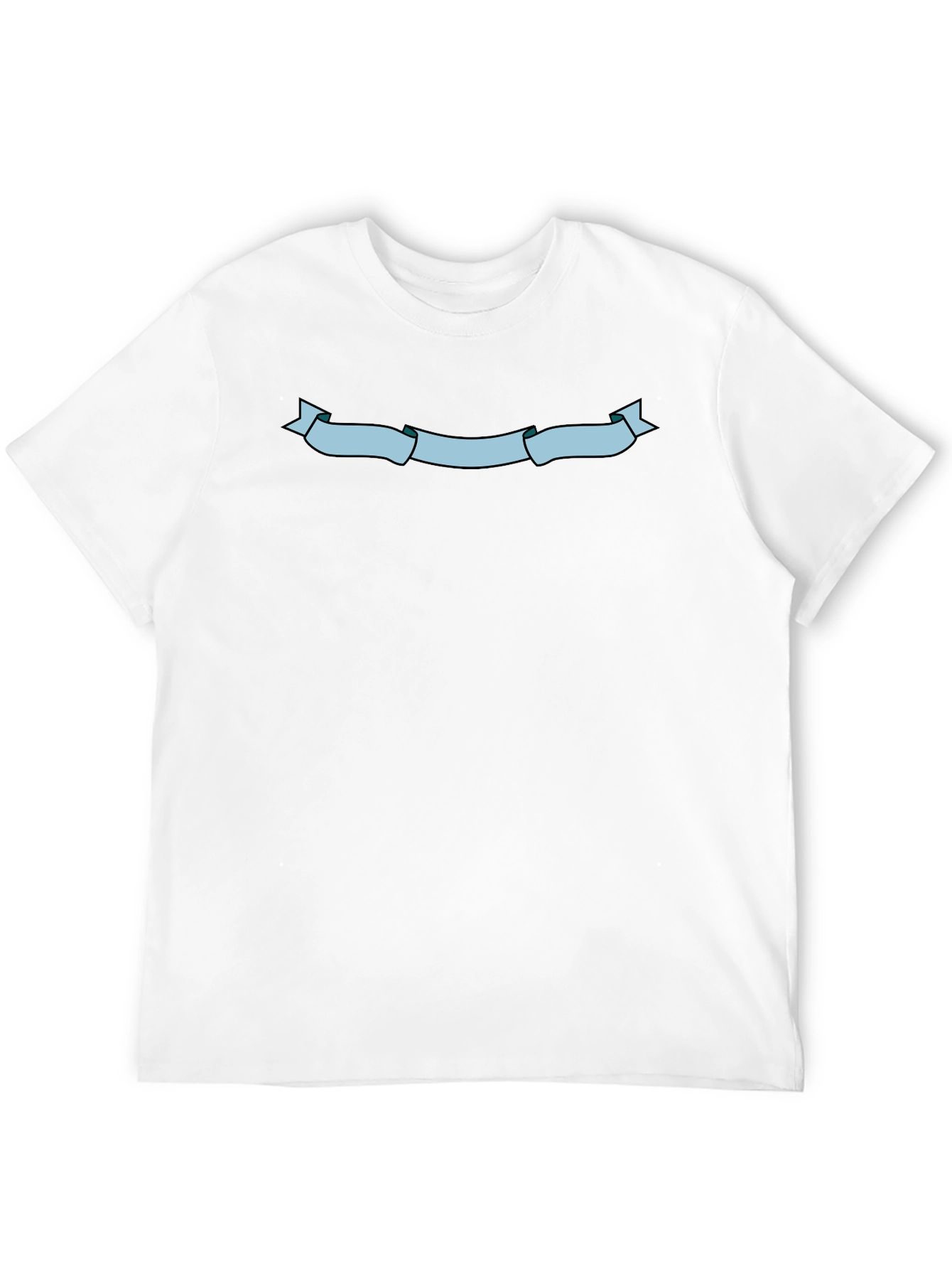 Mens Black T-Shirt with Light Blue Ribbon Graphic