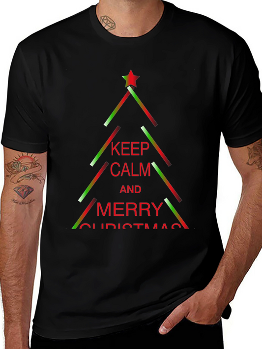 Festive Christmas Tree T-Shirt - Keep Calm & Merry Christmas