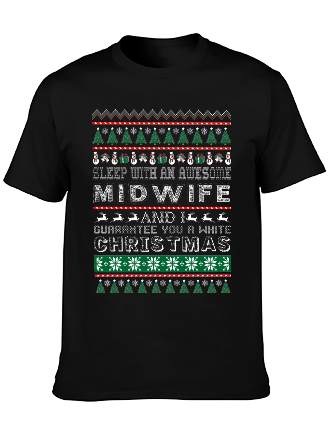 Awesome Midwife White Christmas Graphic T-Shirt