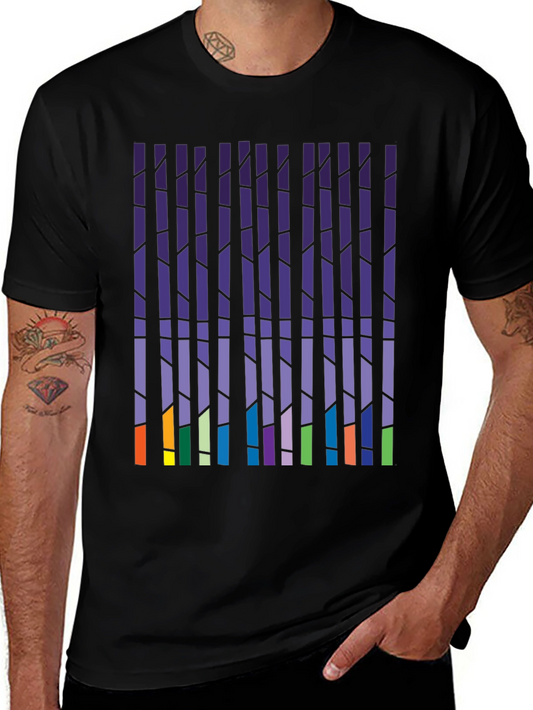 Abstract Vertical Blocks Graphic Tee - Soft Cotton Blend