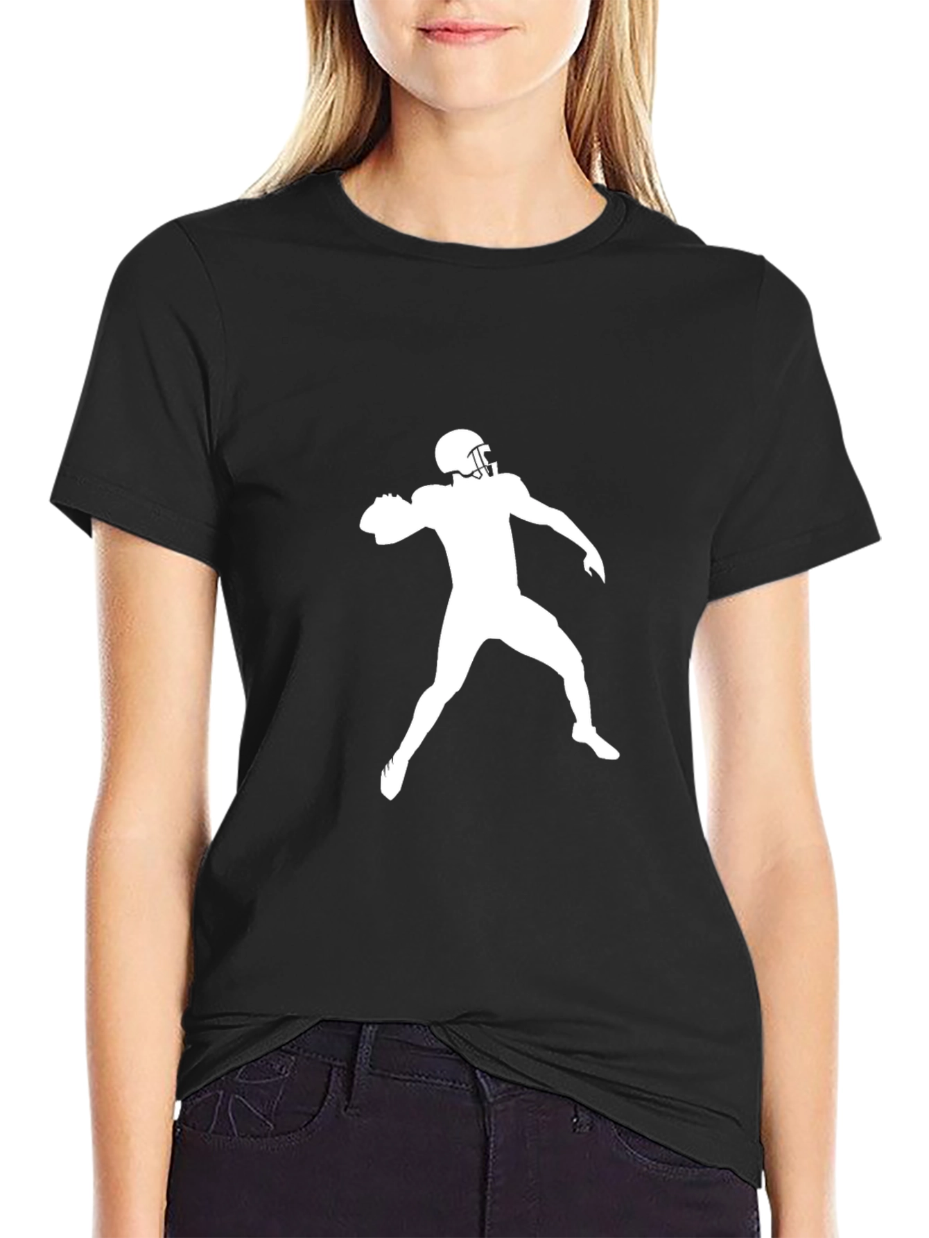 Football Throw Graphic Tee - Black T-Shirt