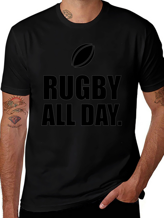 Rugby All Day Black Graphic Tee