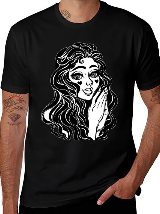 Gothic Girl Graphic Tee - Black Cotton T-Shirt