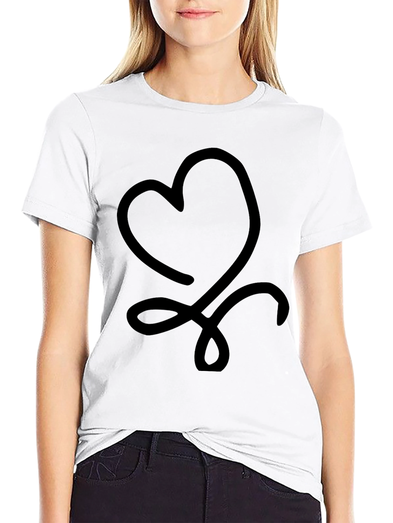 Heart Knot Graphic Black T-Shirt