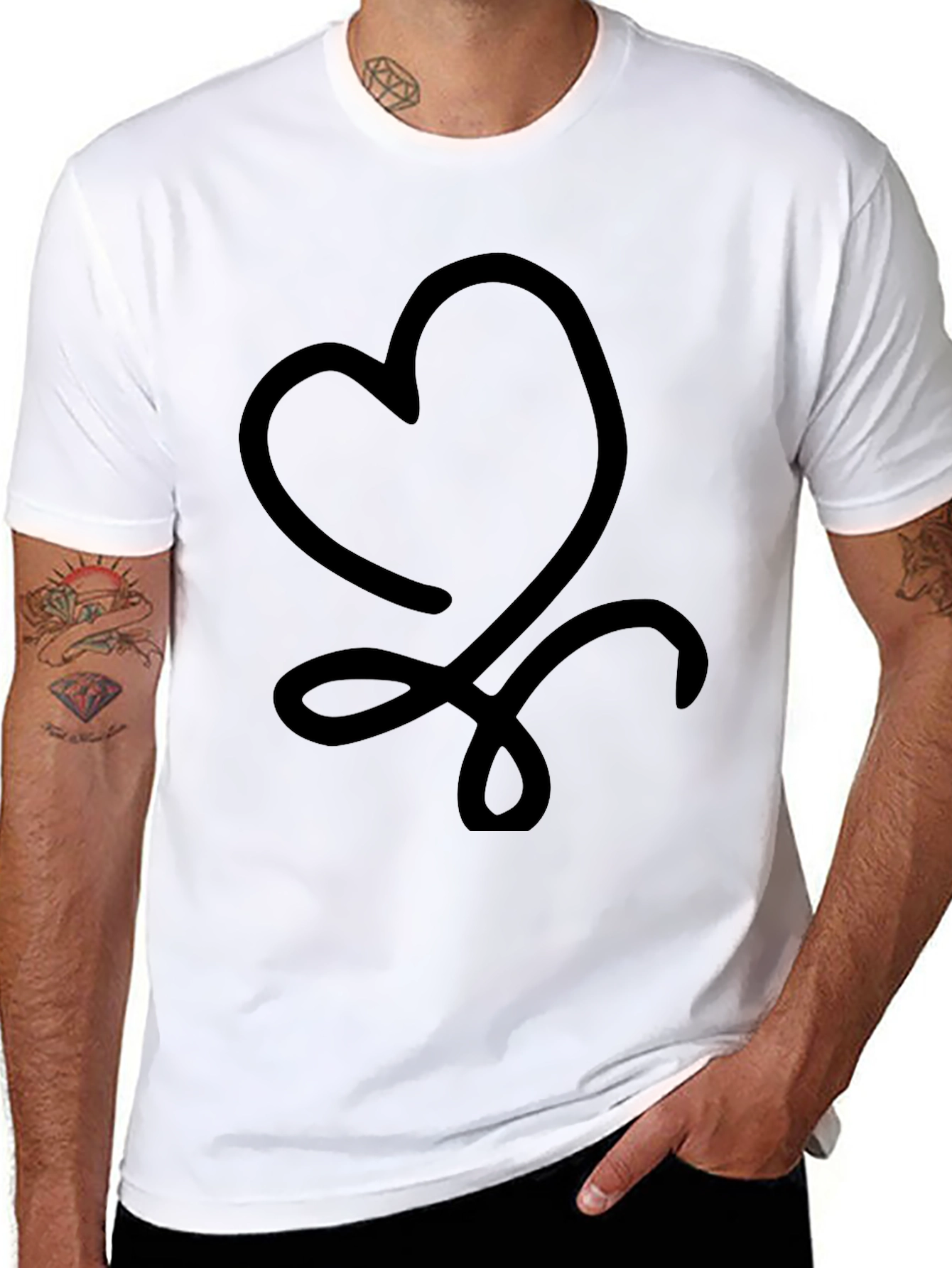Heart Knot Graphic Black T-Shirt