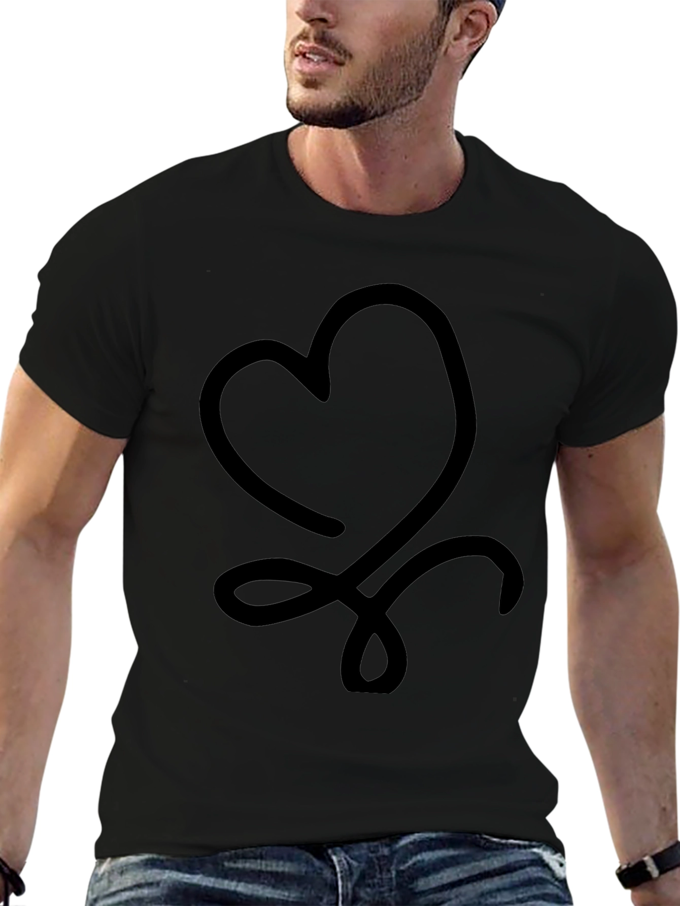 Heart Knot Graphic Black T-Shirt