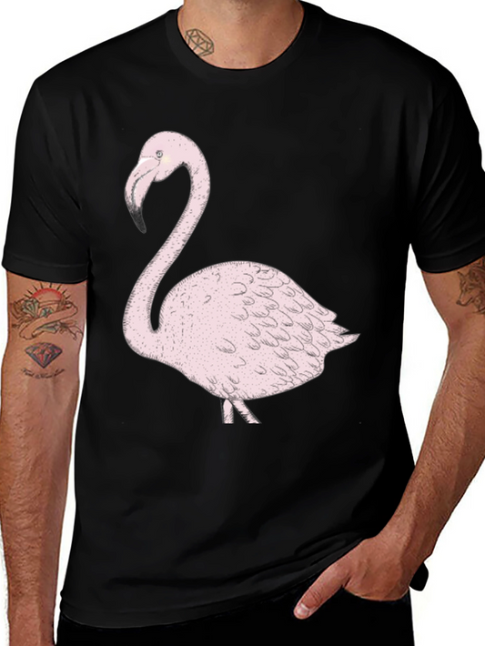 Flamingo Graphic Tee - Trendy Black T-Shirt