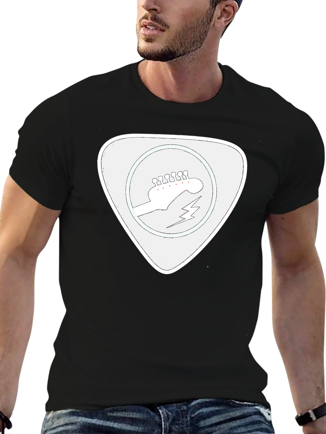 Guitar Pick Graphic T-Shirt - Black