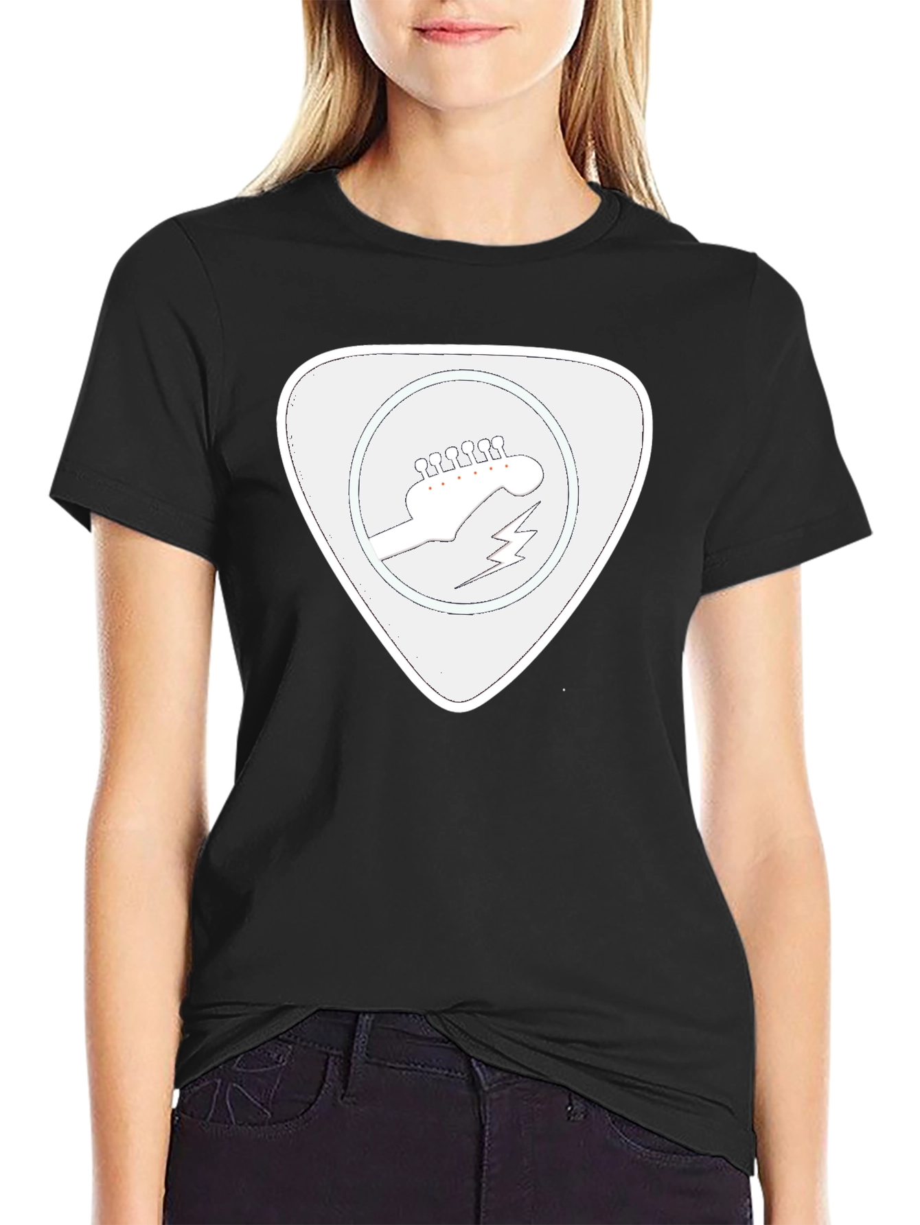 Guitar Pick Graphic T-Shirt - Black