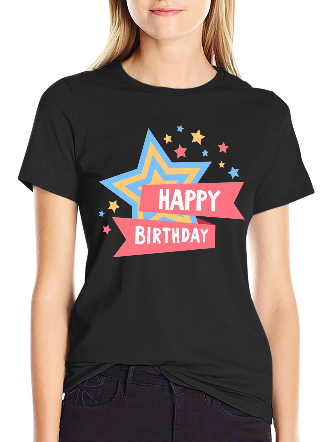 Happy Birthday Star T-Shirt - Black