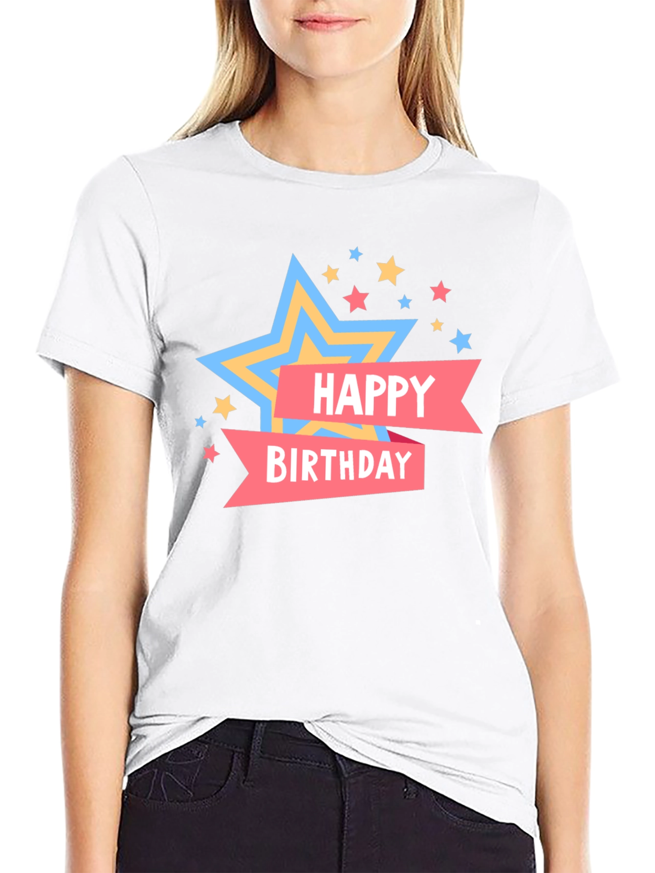 Happy Birthday Star T-Shirt - Black