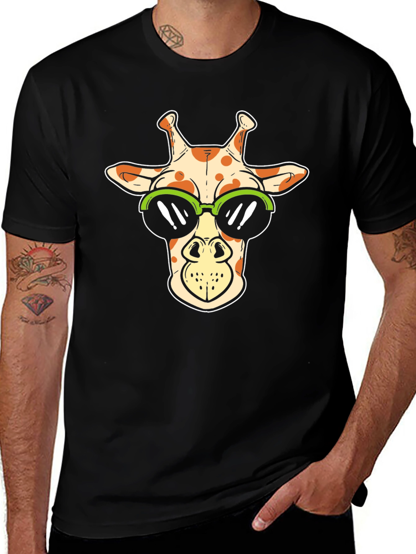 Cool Giraffe Graphic Tee - Black T-Shirt