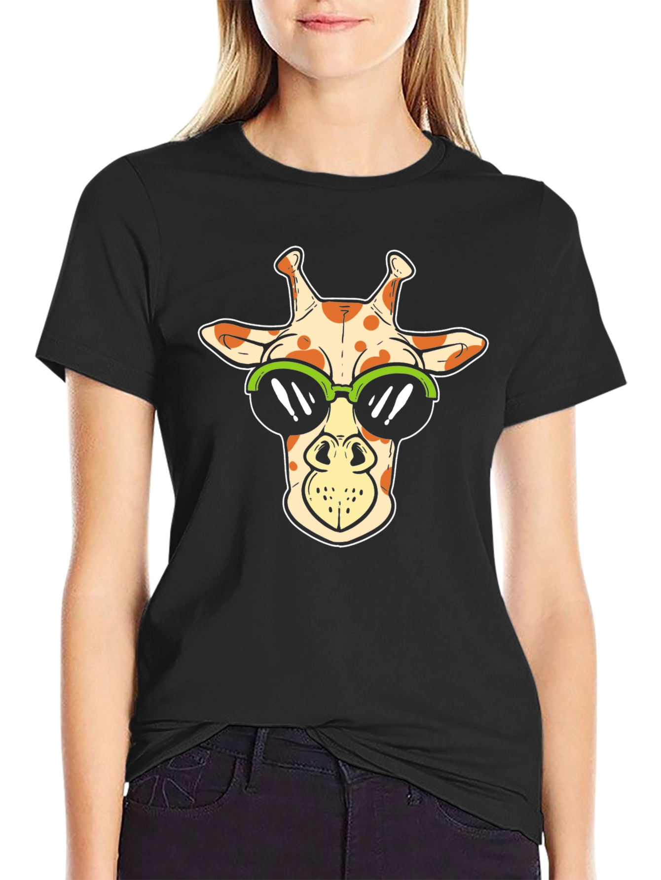 Cool Giraffe Graphic Tee - Black T-Shirt