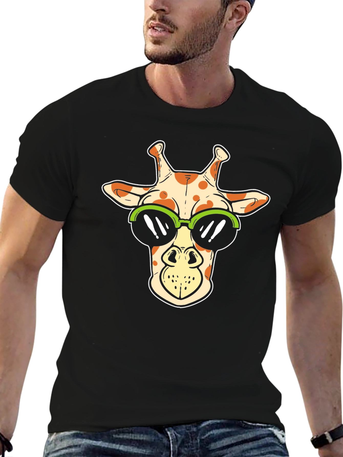 Cool Giraffe Graphic Tee - Black T-Shirt