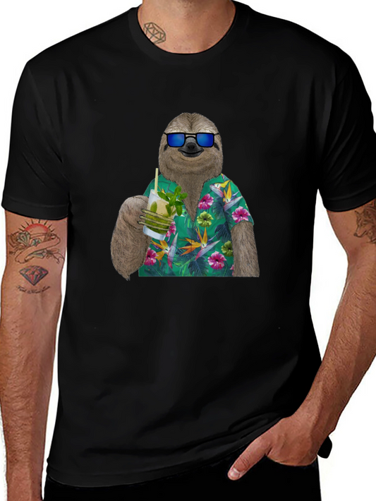 Sloth in Hawaiian Shirt Graphic Tee
