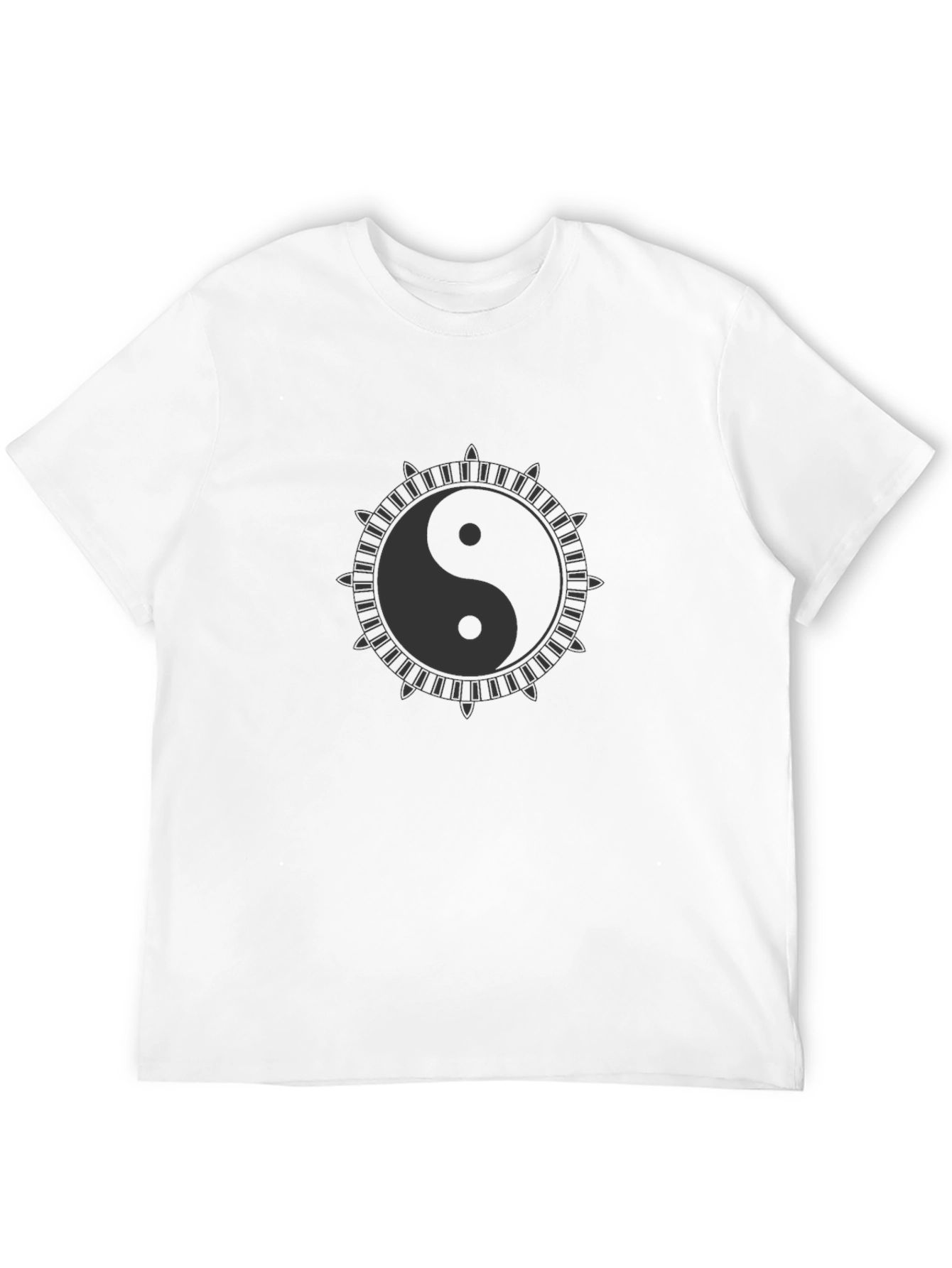 Yin Yang Symbol Graphic Print Black T-Shirt