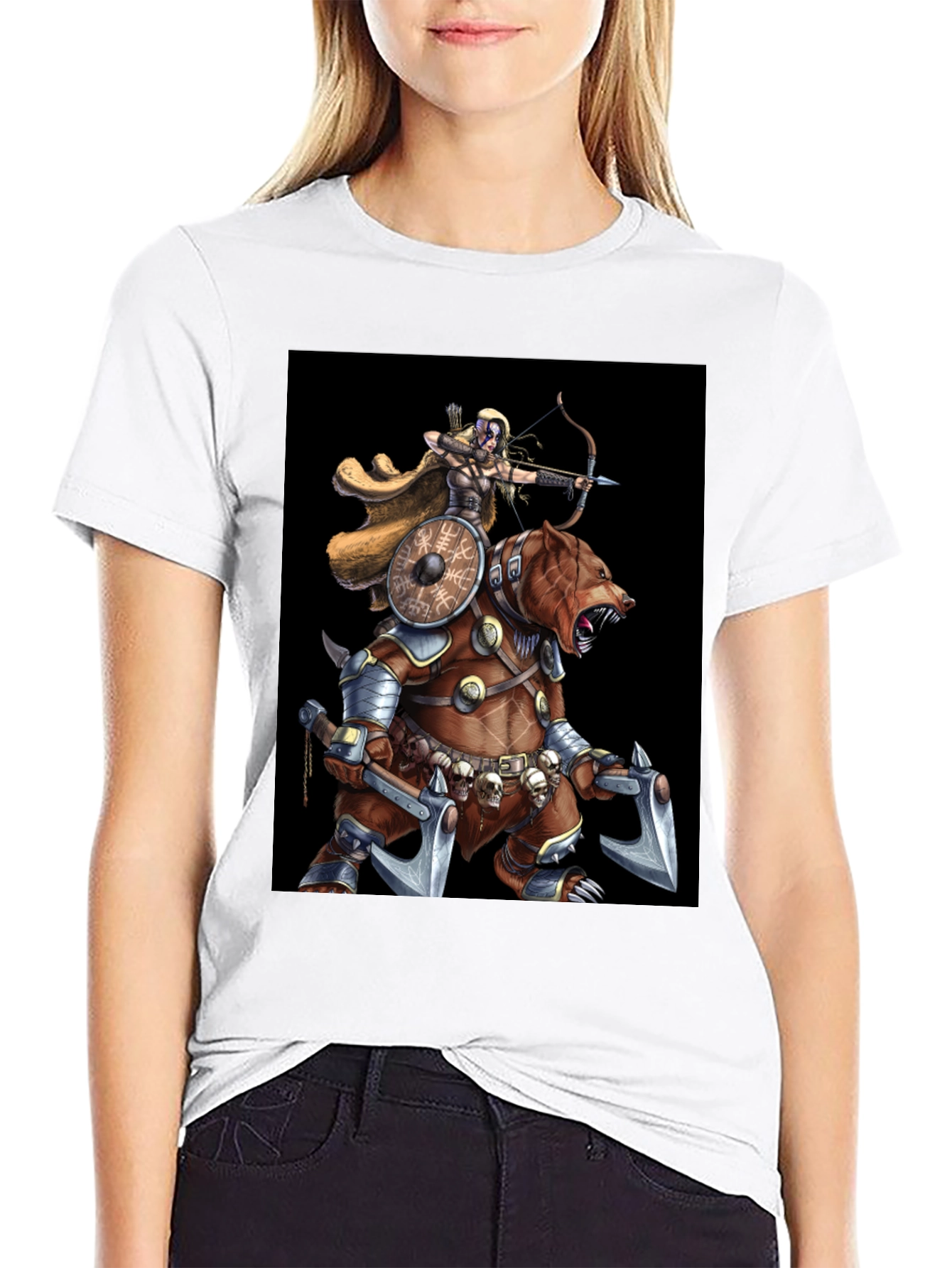 Viking Archer Warrior Riding Armored Bear T-Shirt