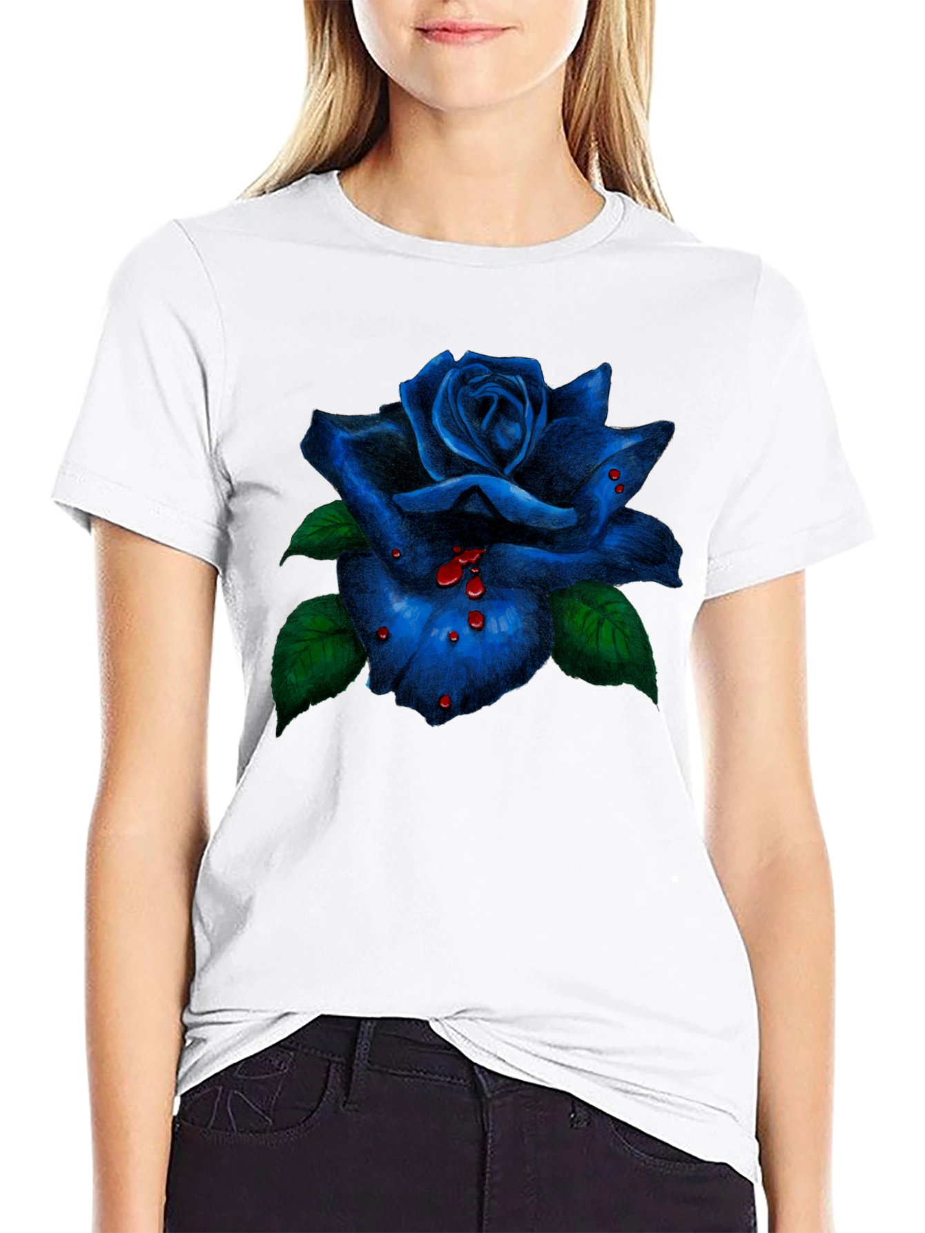 Blue Rose Graphic Tee - Mens Black T-Shirt
