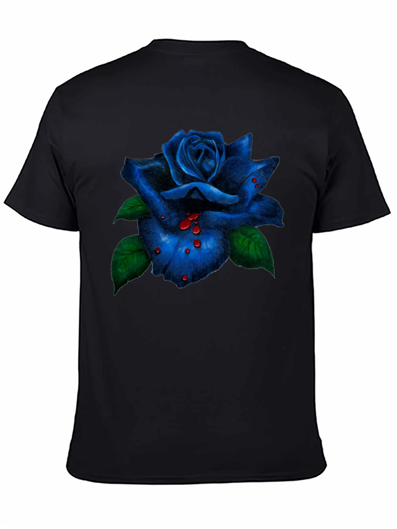 Blue Rose Graphic Tee - Mens Black T-Shirt