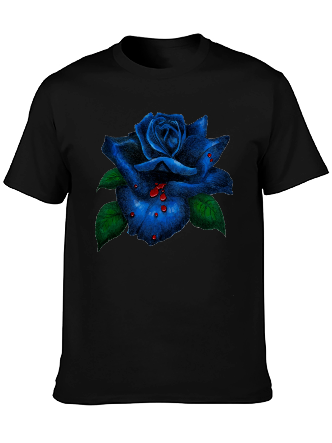 Blue Rose Graphic Tee - Mens Black T-Shirt