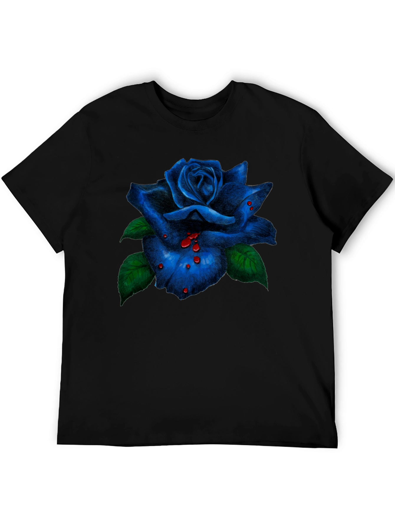 Blue Rose Graphic Tee - Mens Black T-Shirt