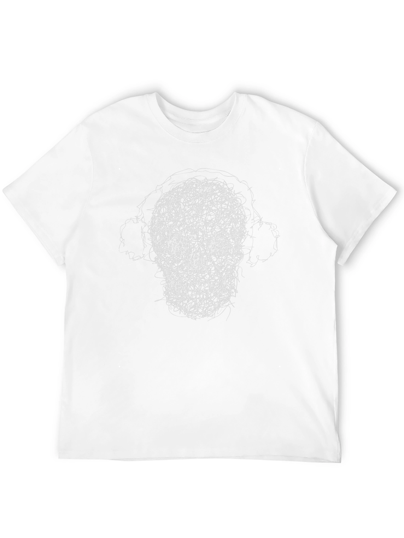 Skull Scribble Graphic Tee - Black Cotton Casual Shirt