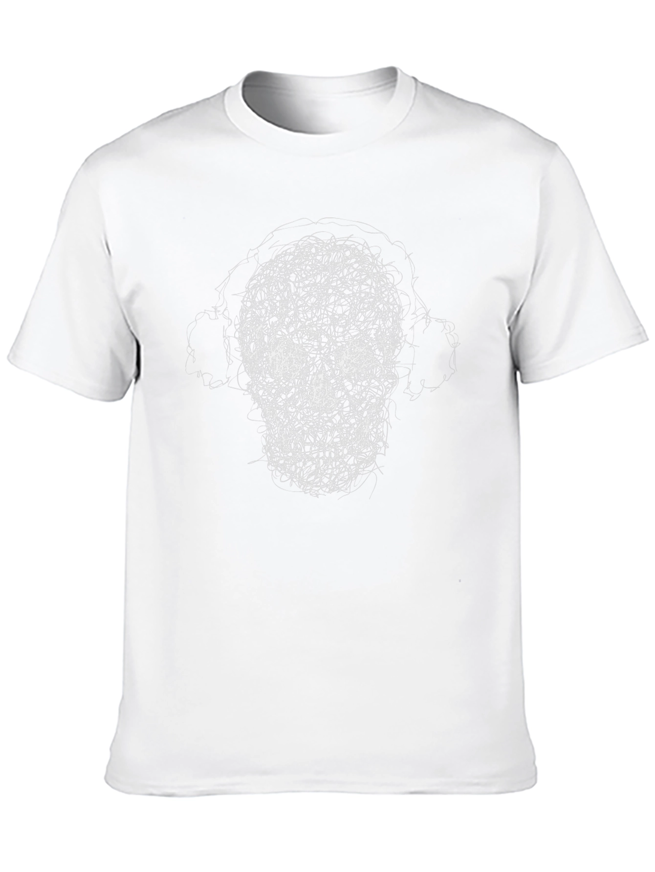 Skull Scribble Graphic Tee - Black Cotton Casual Shirt