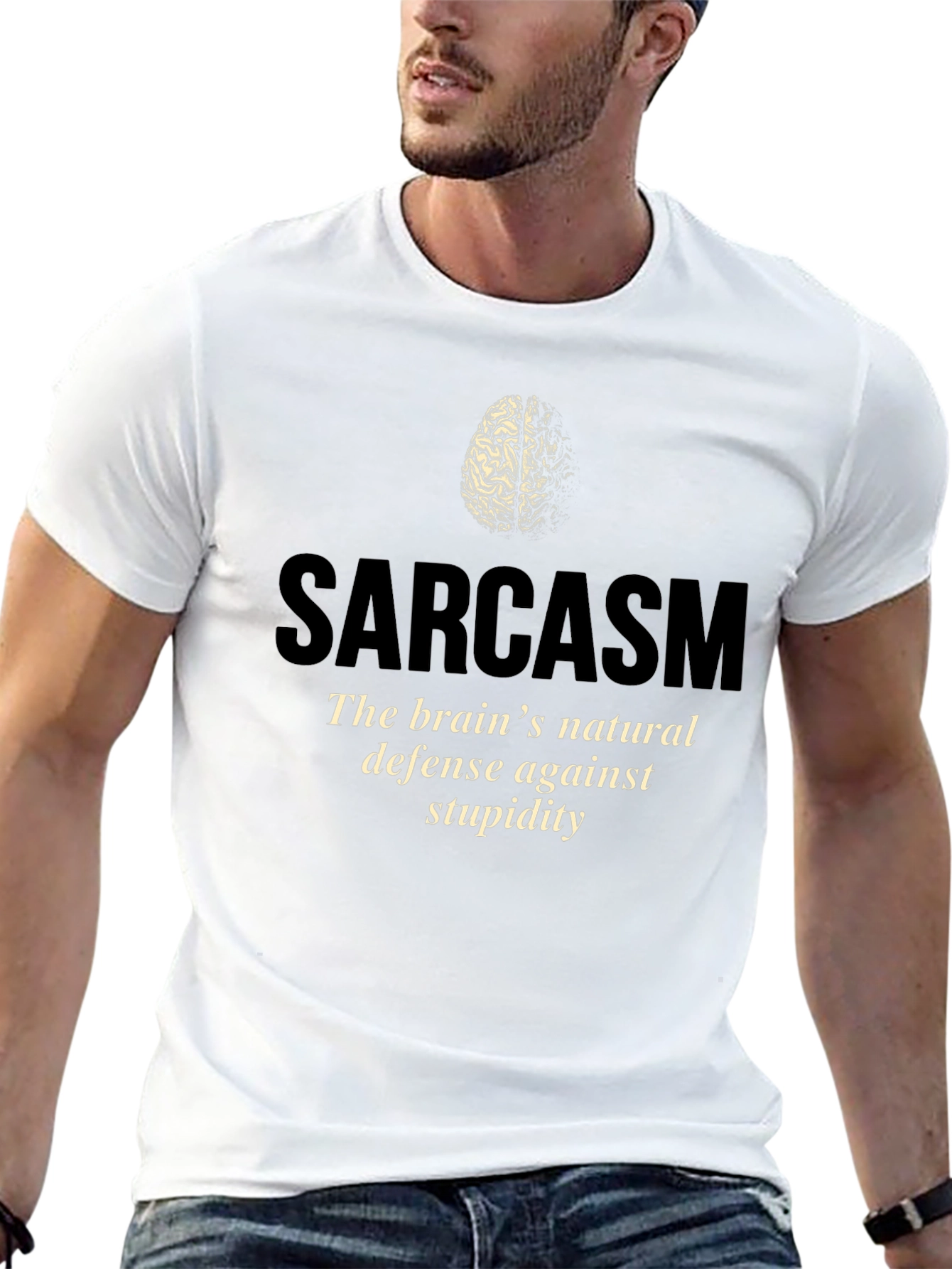 Sarcasm Brain Tee - Natural Defense Against Stupidity