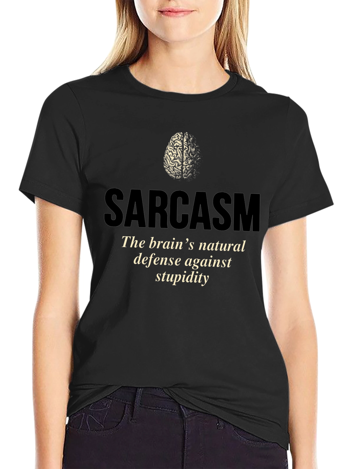 Sarcasm Brain Tee - Natural Defense Against Stupidity