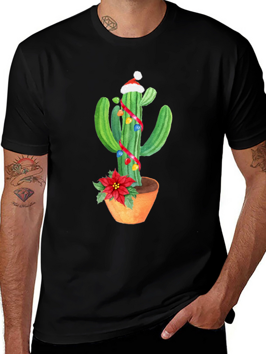 Festive Cactus Graphic Tee - Holiday Cheer!
