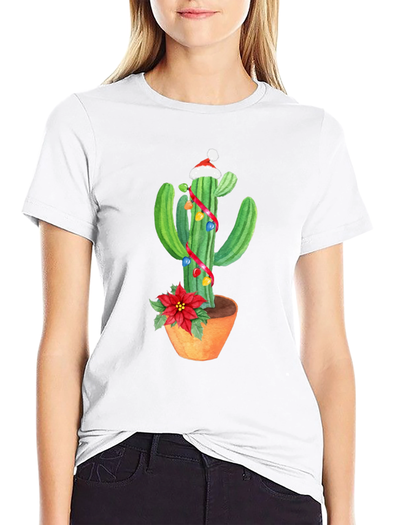 Festive Cactus Graphic Tee - Holiday Cheer!