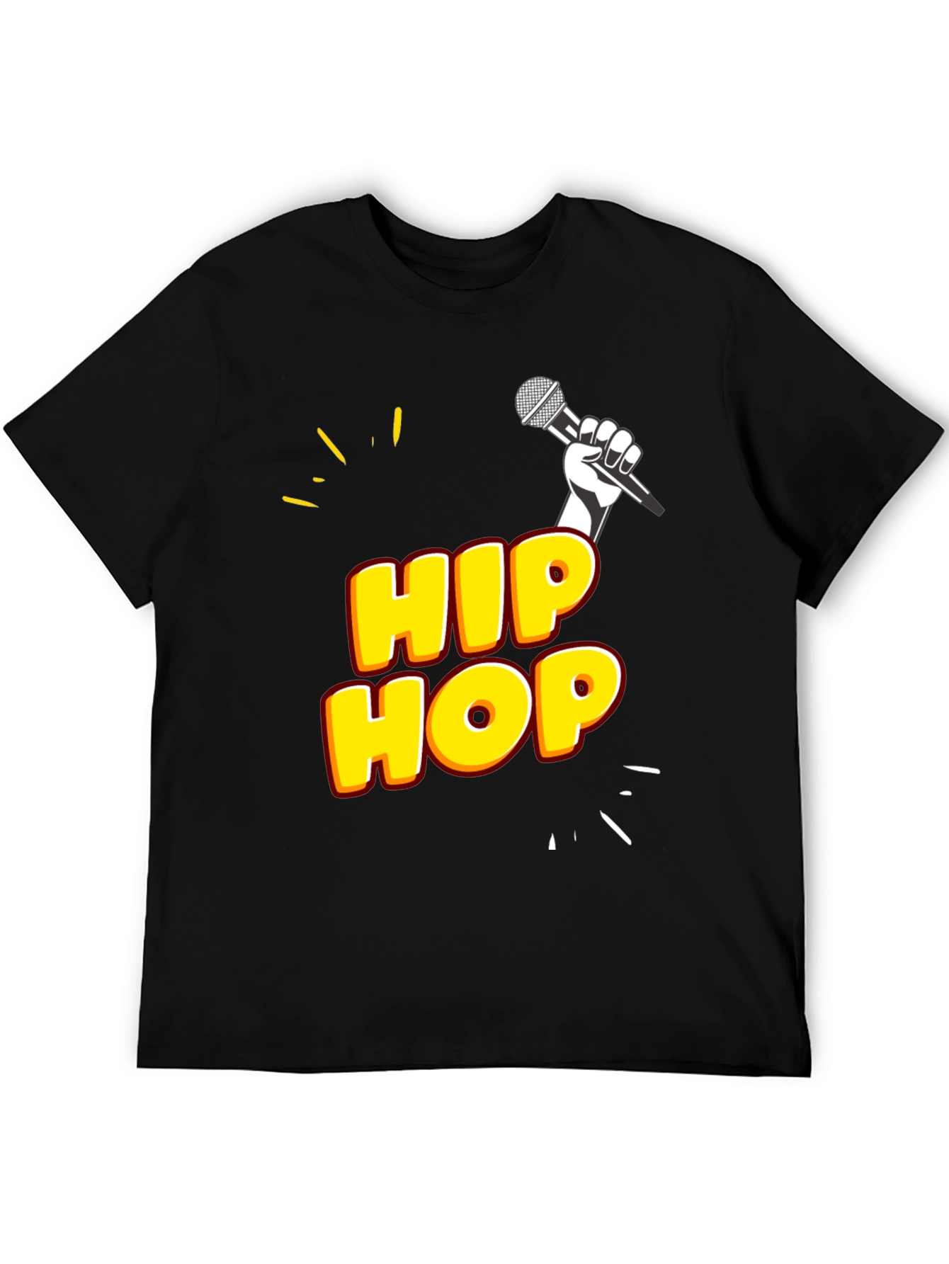 Hip Hop Graphic Tee - Black Cotton Blend