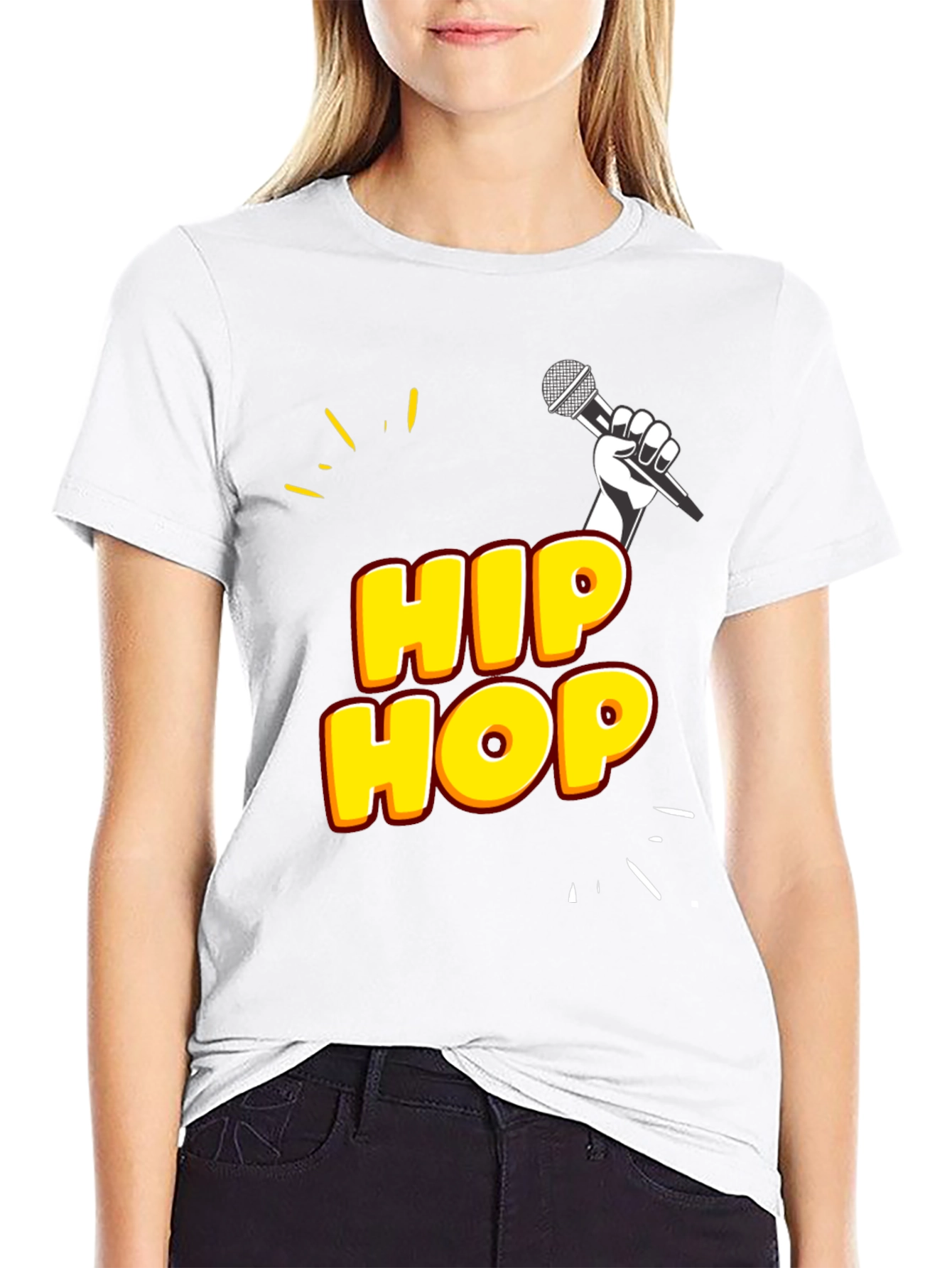 Hip Hop Graphic Tee - Black Cotton Blend