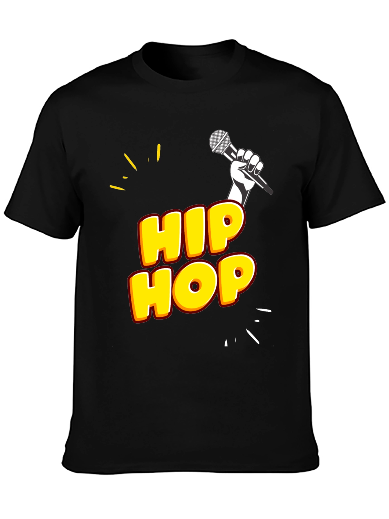 Hip Hop Graphic Tee - Black Cotton Blend