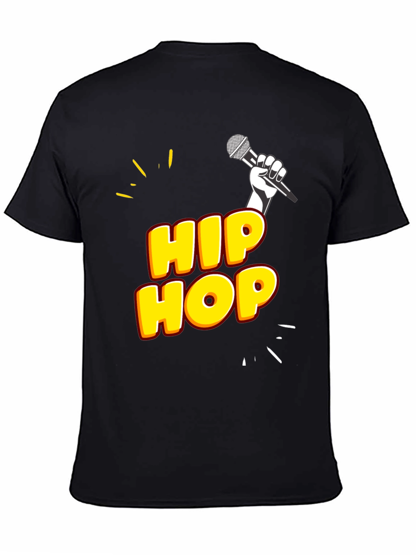 Hip Hop Graphic Tee - Black Cotton Blend