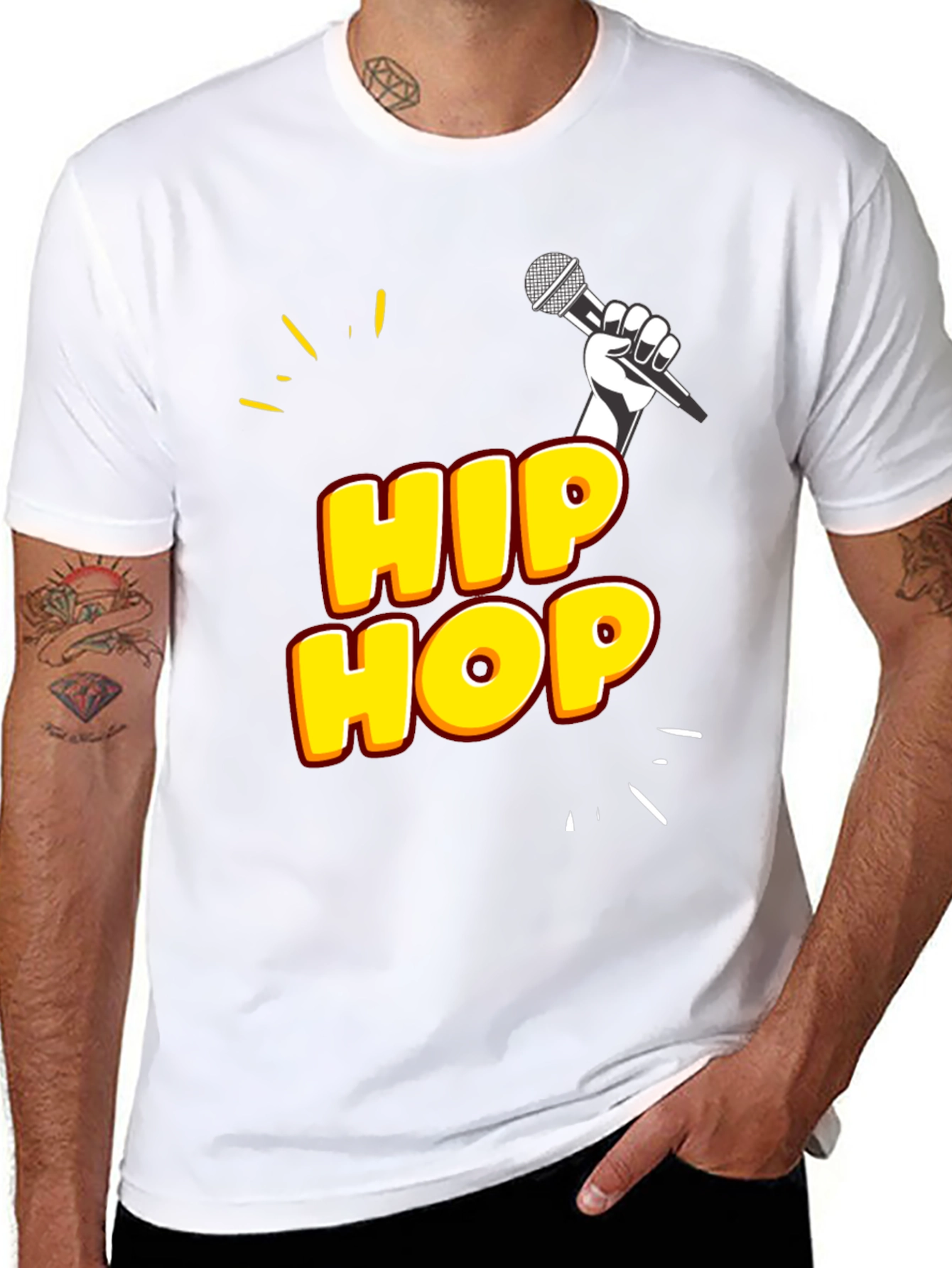 Hip Hop Graphic Tee - Black Cotton Blend