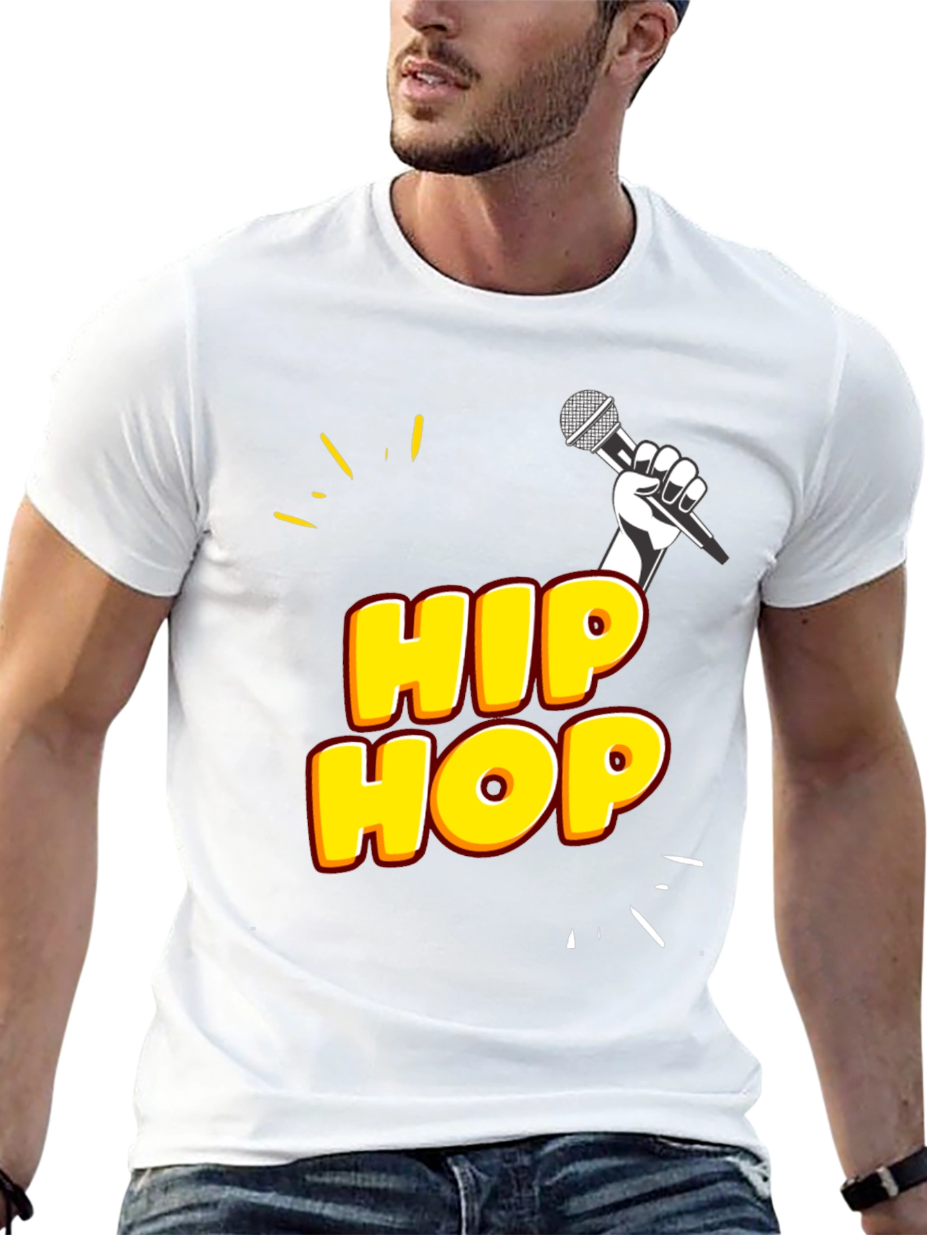 Hip Hop Graphic Tee - Black Cotton Blend