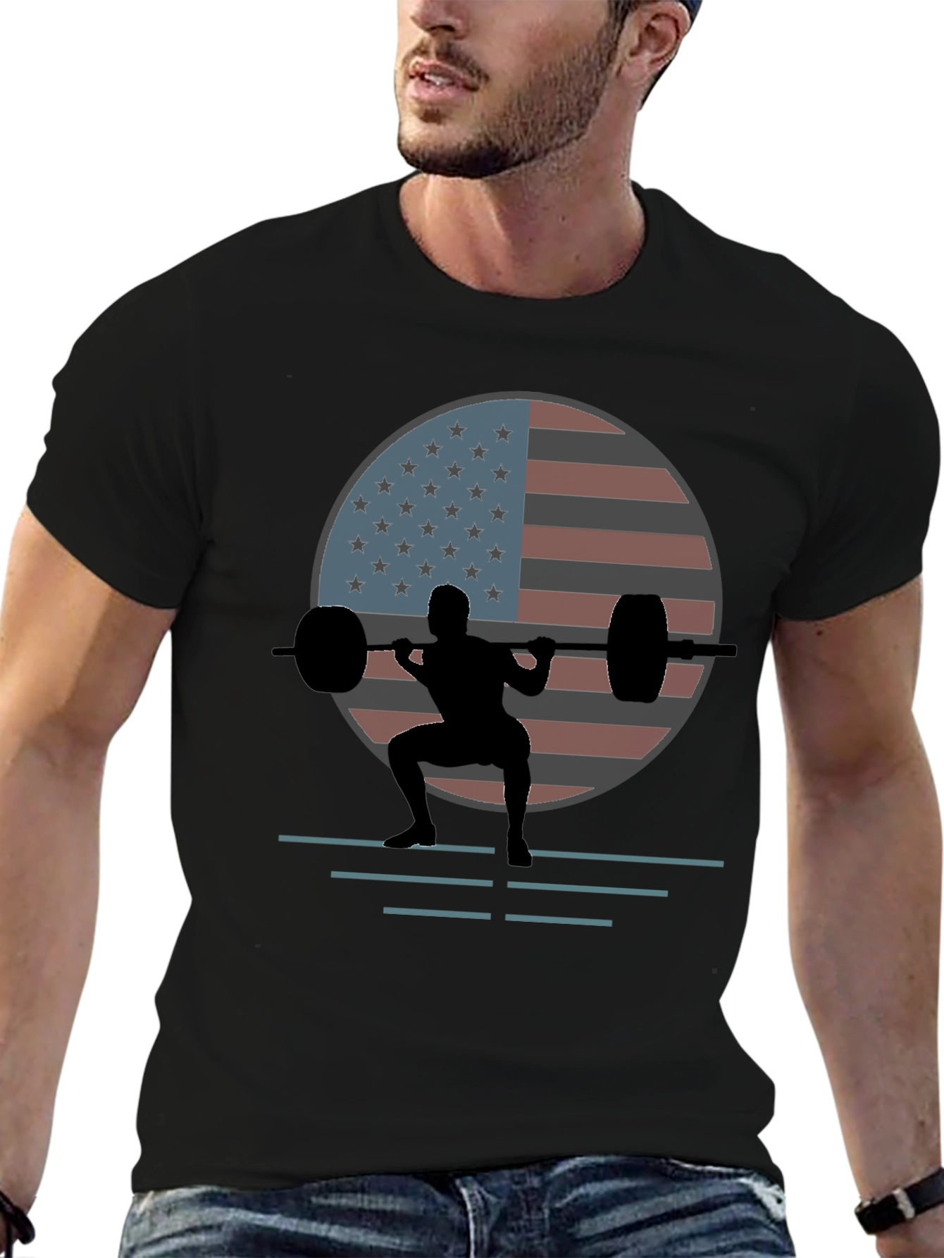 American Flag Weightlifting T-Shirt