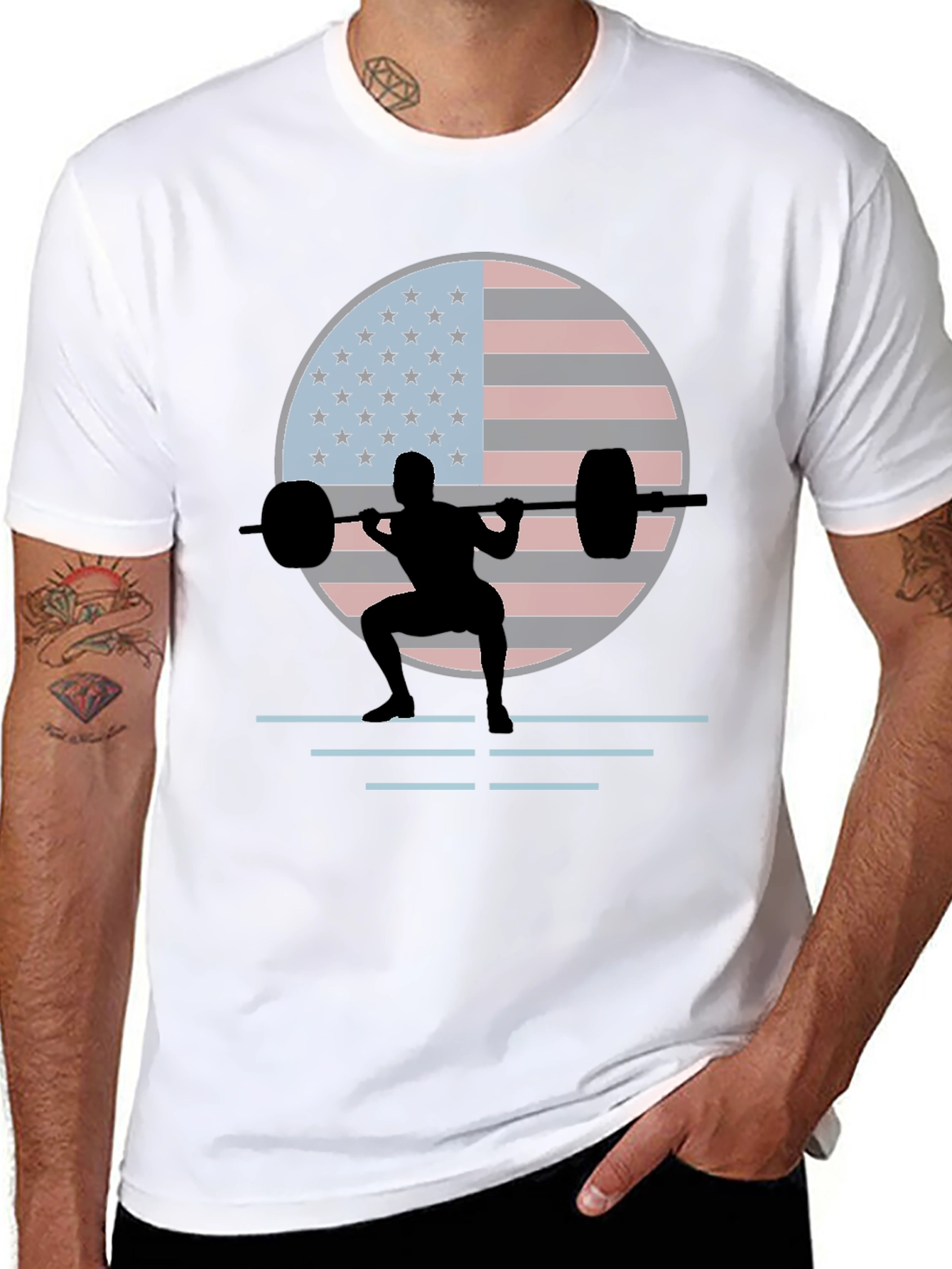 American Flag Weightlifting T-Shirt
