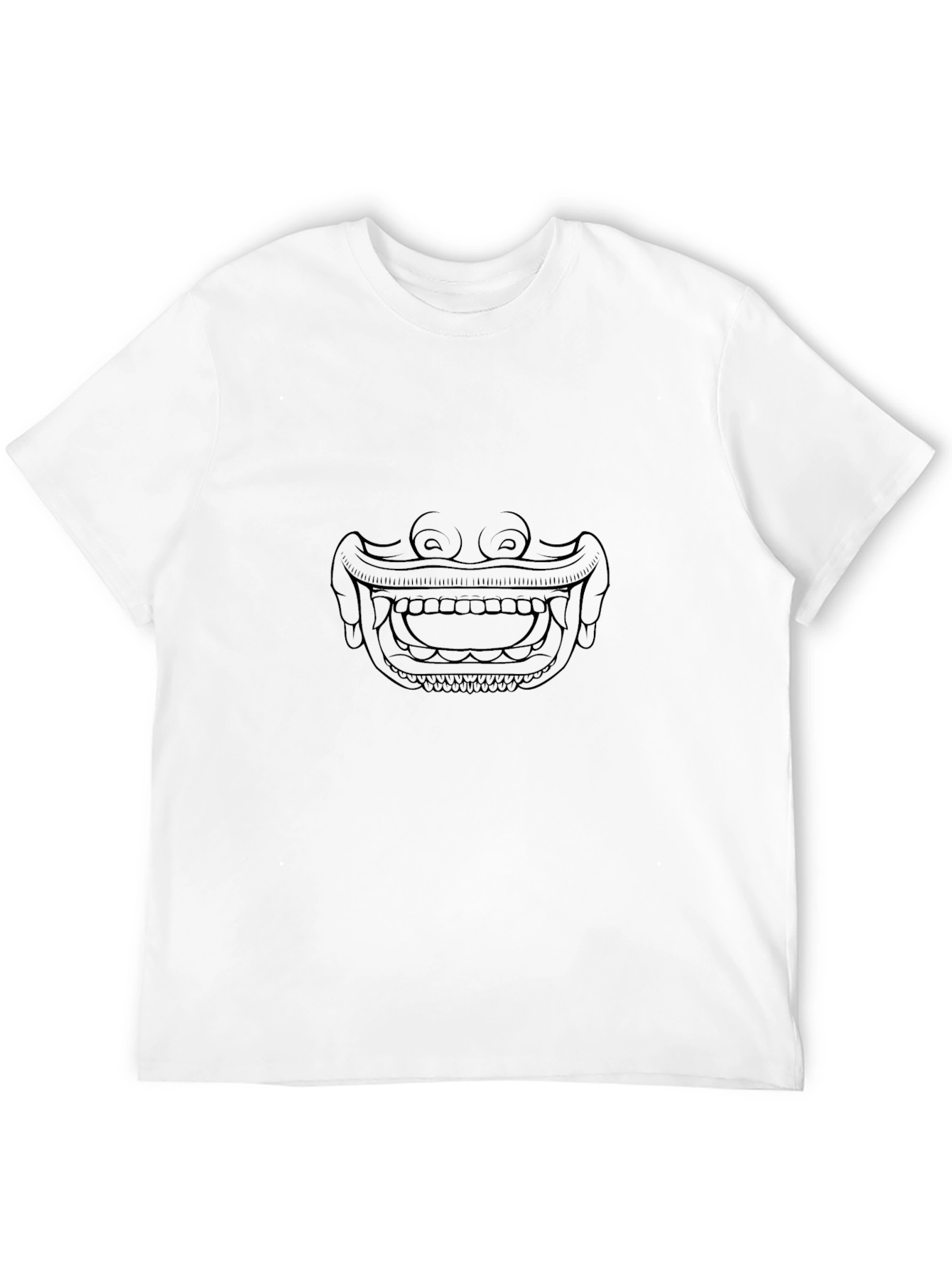 Line Art Mask Graphic Tee - Black Casual Shirt